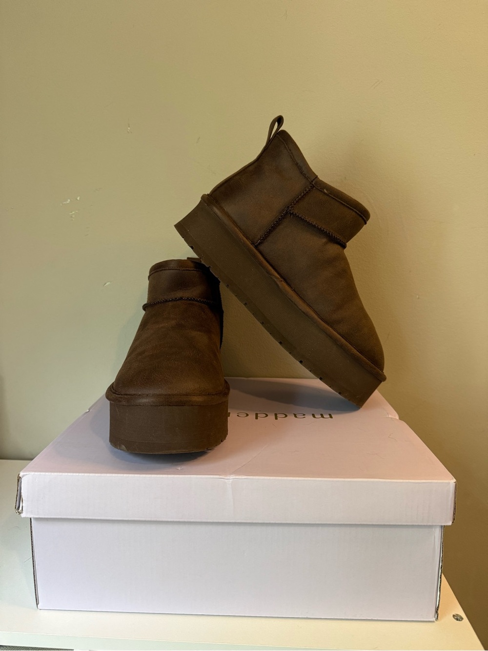 Madden Girl Dark Brown Suede Platform Ankle Boots